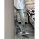 7 hochwertige amerikanische High Street-Waschen und alte Jeans-Flammdruckdesign Gerade schlanker Vibe Micro-Flare Hosen Trendy DDD-689# Gelbe Schlammfarbe 3xl
