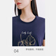 Three guns spring and summer thin T-shirt for women 100% pure cotton printed women's short-sleeved round neck top sweat-absorbing cotton sweat shirt single piece autumn leaves yellow-12056 XL