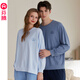 Fenteng Spring and Autumn Couples New Long-sleeved Pajamas Pure Cotton Pullover Women's Round Neck Large Size Men's Youth Cotton Home Clothing Set