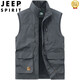 JEEP SPIRIT马甲男新款2025春秋夏薄款大码多口袋坎肩户外工装背心速干马夹男 677绿 M