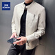 ROMON Leather Jacket Men's Jacket Men's Spring and Autumn 2025 New Clothes Casual Handsome Leather Jacket Men's Black XL (120-140Jin[Jin equals 0.5 kg])
