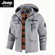 JEEP SPIRIT casual jacket parka coat hooded charge. Men's new hooded outdoor men's wear classic 28 gray blue 5XL