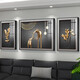 Light luxury abstract living room decoration painting feel sofa background wall soft furnishing mural simple and atmospheric study crystal porcelain painting TXMG12048 Middle 100*70cm/right 50*70cm suitable for 3