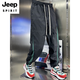 JEEP SPIRIT2025夏季速干条纹拼接束脚哈伦裤男青年薄宽松阔腿休闲九分裤 绿条 33