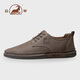 Ram leather shoes for men, genuine leather spring and summer formal business men's shoes, British style trendy men's casual shoes, khaki 40