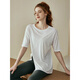 Jia Miao loose quick-drying sports t-shirt yoga wear women's summer short-sleeved Pilates training fitness tops large size blouse white S