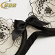 Qiaobei French sexy embroidered underwear bra set women's bra lace mesh transparent bra skin color pure desire 28000 black 32A=70A