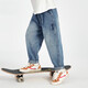 
Disney boys jeans spring children's contrasting color line embroidered casual trousers medium-sized children's fashionable and stylish boys children's clothing trend denim blue 130 cm