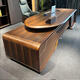 New Chinese style solid wood boss desk chairman desk high-end bullet president desk simple modern executive desk 2.2 meters desk (ash wood)