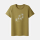 Three guns spring and summer thin T-shirt for women 100% pure cotton printed women's short-sleeved round neck top sweat-absorbing cotton sweat shirt single piece autumn leaves yellow-12056 XL