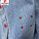 Pierre cardin design-sensory letter embroidered casual long-sleeved denim shirt for women early spring new fashionable loose base top 693 retro light blue [factory straight hair] Recommended 95-110 M