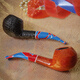 沙芬（SAVINELLI）进口手工烟斗石楠木P466面具673彩烟嘴老式6mm过滤芯烟斗男士礼品 【面具670型 经典大号弯斗】