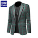 Romon European and American casual blazer men's new large size casual suit suit slim and handsome plaid gray green S