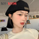 NY-NYM Black Beret Frauen dünne britische im Internet im Internet im Außertaghut Casual Newspaper Jungen Maler Hut rückwärts Stürmer Hut Beige Forward Hut [Four Seasons Style] Gleiche Größe