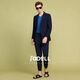 Jodoll Jodon Herrenanzug Single Western Business Casual Bright Seide Vertikale gestreifte Wolle kleine Anzug Jacke Männer Marine Blue XL 52B