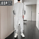 JEEP SPIRIT男士休闲运动服套装2025新款春秋季圆领长袖卫衣男装春秋帅气一套 9230黑色 2XL