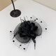 Giselen Hepburn style hat French niche Hepburn style top hat trendy front hat with veil hat Black with one-line clip