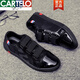 卡帝乐鳄鱼（CARTELO）帆布鞋男一脚蹬懒人男鞋韩版休闲黑色学生布鞋不系带潮流春季鞋子 9926黑色 42