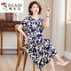 Woodpecker's new style of cotton silk dress for middle-aged mothers in summer, middle-aged and elderly high-end fashionable rich wife artificial cotton skirt No. 4 color 719# XL Recommended 90-110Jin [Jin equals 0.5 kg]