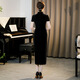 
Yinlu cheongsam new fashionable and improved daily solid color gold silk old Shanghai Chinese style casual versatile dress dress for women AE#9923 black#01 M