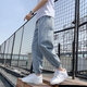 Jeans Herren Herbst und Winter neuer koreanischer Stil trendy losen lässiger Sportfuß Foot Feste Farbe Harem Hosen Neun-Punkte Hosen Männer hellblau 4xl