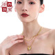 Medium Red Sun Pendant Titanium Steel Double Layer Necklace Women's Light Luxury Niche Sports Accessory 18k Gold Stacked Clavicle Chain Golden Sun Double Layer Snake Bone Chain