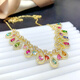 Fujiu Tourmaline naturelle + saphir coloré + apatite + tanzanite + collier en cristal rangée Seiko 925 incrustation en argent