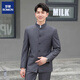Romon Zhongshan Traje de hombres Slim Slim Stand-Up Collar Tuit Vestido de novia chino Estilo chino Tang Collar chino Black [arriba + pantalones + camisa] L 175 Peso 125-135Jin [Jin equivale a 0.5 kg]