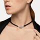 Vivienne Westwood Queen Mother Black Agate Single Layer Necklace Black Necklace for Girlfriend Birthday Gift Genuine Women
