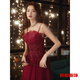 
tromlfz burgundy toast clothes new style bride summer temperament engagement hangs skirt feeling evening dress for women burgundy long M 165