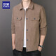 Romonjacke Herren Frühling und Herbst Trendy Revers Solid Color Top Business Executive Corduroy Jacke Herren 2270 Khaki XL