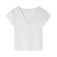 Vanciman Solid Color U-Neck Kurzärärmelte T-Shirt für Frauen im Sommer 2025 Neu einfaches und vielseitiges Schlankes Fit Top M9731 Off-White S