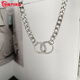 Guanpu Pavilion Fat Donglai same style men's platinum necklace new platinum double ring hip hop men and women trendy summer clavicle chain k gold white gold 45CM S