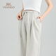 Pantalones de maternidad británica sin apoyo del vientre Pantalones de patas anchas Pantalones de lino transpirable Desgaste a principios de otoño sin pantalones de longitud del vientre se pueden usar durante el embarazo l