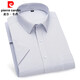 Pierre Cardin kurzärärmiges Hemd Herren Sommer dünn geschäftsloses Casual Striped Shirt mittleren Alters mit Tasche weißes Hemd DX6626 41