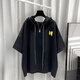 夏品丽港风连帽短袖套装男夏季潮流印花T恤整套 灰色9215 S  适合(85-105斤)