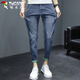 Specht (Tucano) Jeans Hosen Hosen Herren Frühling und Sommer Schlankes lässig kleine Füße geschnittene Hosen Männer Elastische trendige Herrenhosen blau grau 32