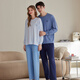 Fenteng Spring and Autumn Couples New Long-sleeved Pajamas Pure Cotton Pullover Women's Round Neck Large Size Men's Youth Cotton Home Clothing Set