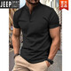 Jeep Spirit Plus Size 300 Jin [Jin equivale a 0.5 kg] Camiseta de manga corta Simple Slim Camiseta Henry Henry Collar Polo Top Botón Mhaki M