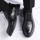 Zapatos de cuero portulese para hombres de negocios británicos para hombres zapatos casuales de negocios bajo zapatos de boda de la suela gruesa bajo 9929 Negro 39