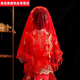 Red Veil Bride Durchscheinende Hochzeit Hochzeitsschleier chinesischer Stil Hochzeit xiUhe Kleidung Xipa Mesh Blick Maske Red Phantom 100*100 cm