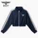 BOY LONDON25新款春夏女款半高领撞色条纹显瘦运动外套W12004 藏青色 S
