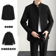 La voz del traje de traje de hombres Chouzhizhongshan para un joven de soporte de soporte delgado de ajuste delgado de estilo chino Vestido de regalo de regalo de regalo chino + camisa negra + pantalones negros (cinturón de regalo) 3xl