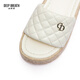Deep Atem Tief Atem Frauenschuhe französische High-End-Diamant kleiner Geschmackstil Dicker Sohle Sandalenschuppen Frauen Ax14105 Weiß 38