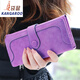 Kangaroo 2025 new fashion Korean version retro frosted wallet women's long zipper buckle wallet student wallet mobile phone bag flagship - brown color [storage store with card bag]