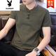Playboy (PLAYBOY) Men's Chinese style linen short-sleeved T-shirt Korean version retro youth half-sleeved base clothes trendy men's cotton linen T-shirt 9810 black XL