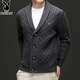 Playboy Cardigan Herren Winterjacke Männer vielseitiger dicker Nadelwolle Pullover vielseitiger gestrickter Pullover verdickter Männer Outerwear Faden schwarz 3xl 185