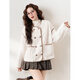 TonLion 2023 Imitation Lamb Wool Jacket Women's Short Round Neck Small Fragrance Top Off-White/Second Batch S