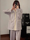 Xuan Mulin Japanisch süße Taro lila Blume Pyjamas für Mädchen mit Brustpolstern im Frühling und Herbst neue Strickjacke Langarm Hosen HOME Kleidungsstück 9926 Taschenblume Lila mit Brustpolstern m