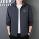 JEEP SPIRIT Jeep Jacket Men's Spring and Autumn Versatile Simple Solid Color Stand Collar Jacket Casual Wear Top Dark Blue 2XL